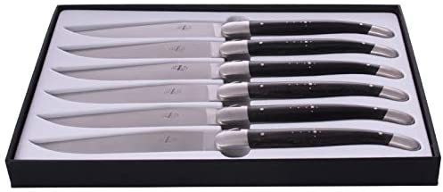 Forge de Laguiole Set of 6 Ebony Steak Knives Stainless Steel