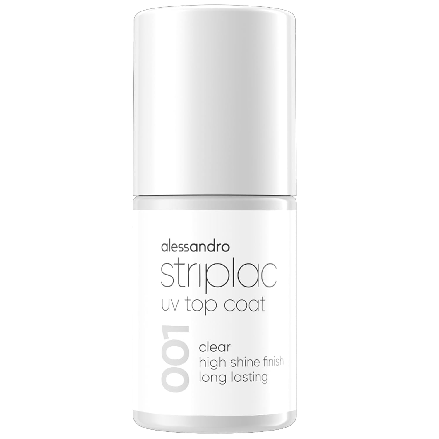 alessandro Striplac UV Top Coat Clear – Shiny, Scratch-Resistant Nails for up to 15 Days – Can be Used with & Without Color – Gentle Peel Off Technology – Vegan – Transparent, 6.5 ml