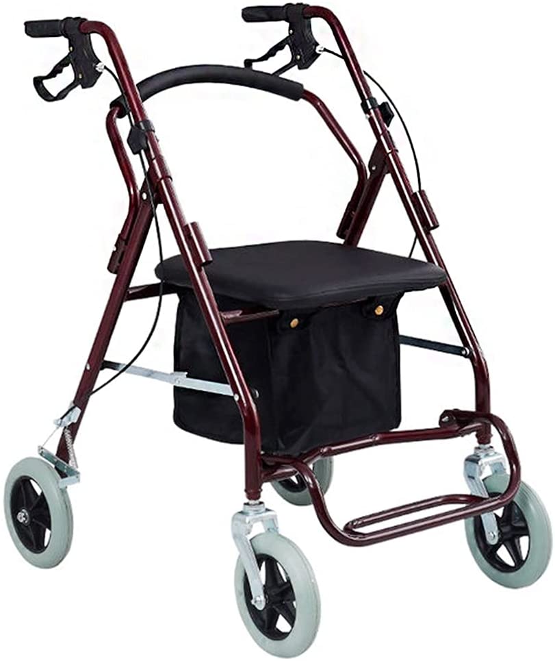 Rolling Walkers Faltbarer Rollator Walker, Leichte Mobilitäts-Gehhilfe Für Ältere Menschen, Senioren Rollator Mit Sitzkissen (Size : 85×60×76cm)