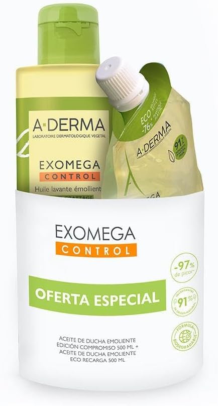 Exomega Control Aceite de Ducha Emoliente Anti-Irritación Promo 2 x 500 ml