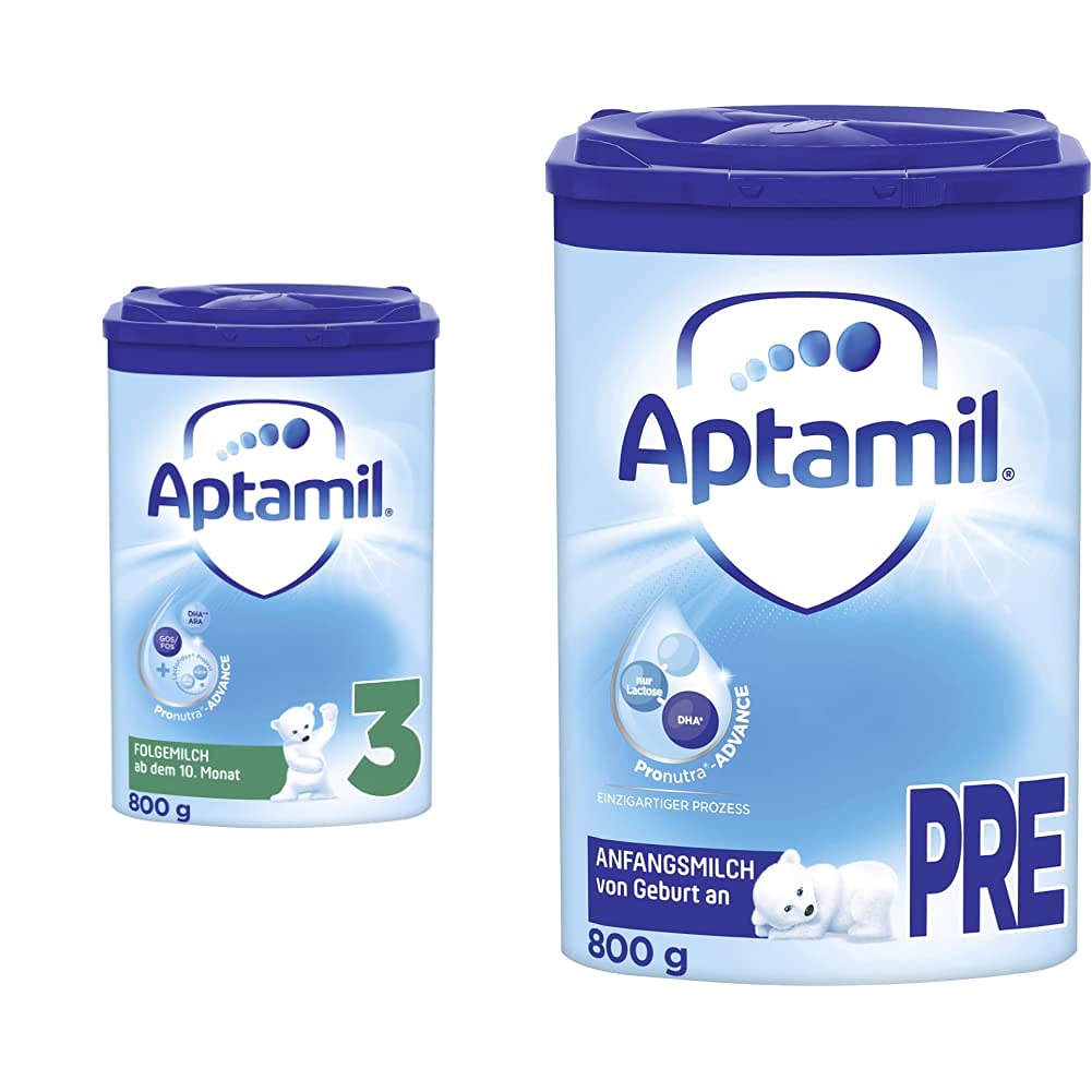 Aptamil Pronutra-ADVANCE 3, Folgemilch ab dem 10. Monat, Baby-Milchpulver (1 x 800 g) & Pronutra-ADVANCE PRE, Anfangsmilch von Geburt an, Baby-Milchpulver (1 x 800 g)