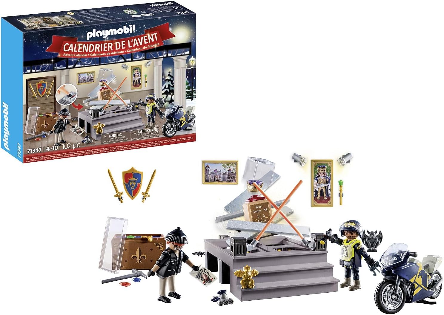 PLAYMOBIL Advent Calendar Police 71347 Museum Theft, Advent Calendar for Police Fans, Advent Season Full of Surprises, Toy for Children from 4 Years