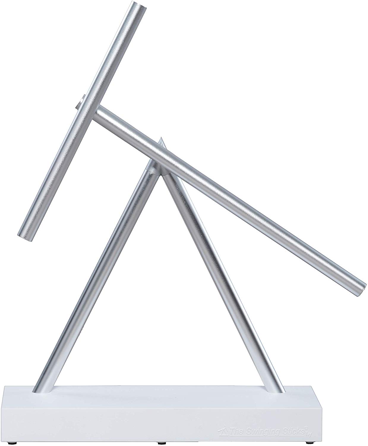 The Swinging SticksTM Mini - Desktop Toy Version - White & Aluminium - Perpetual Mobile Illusion