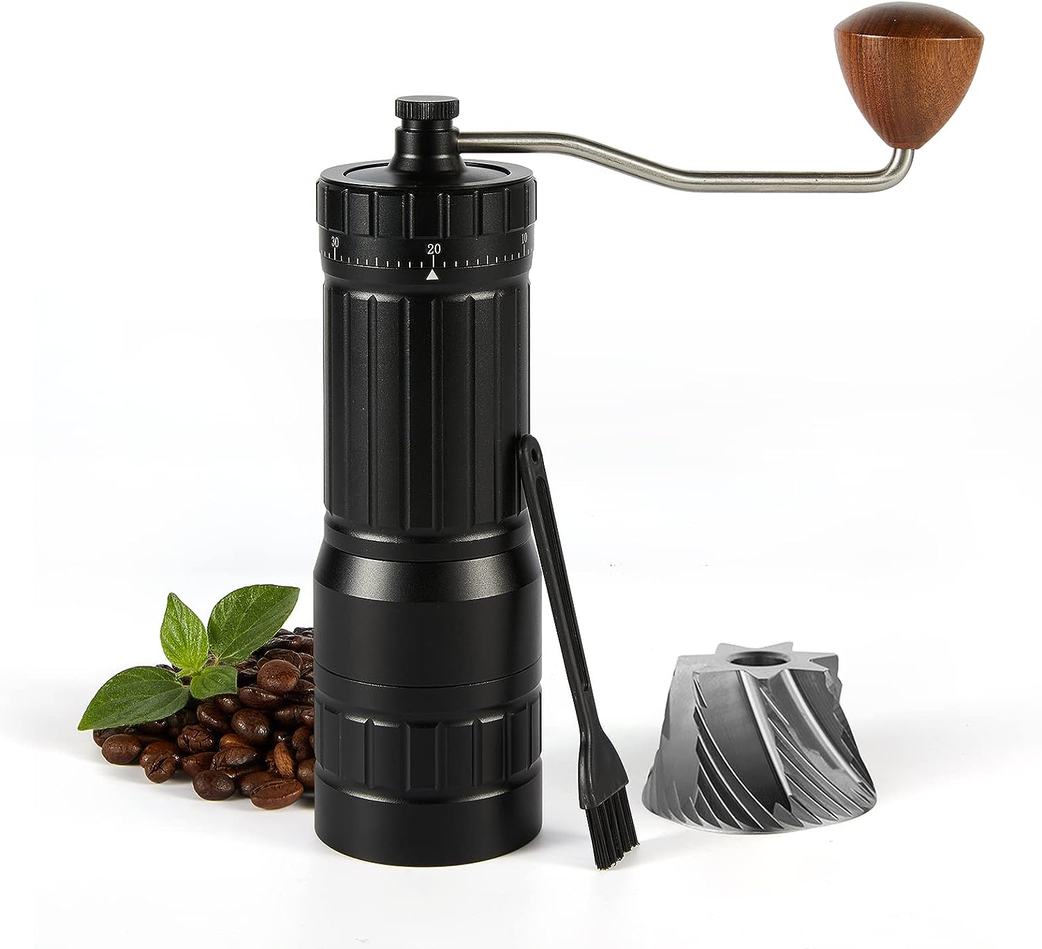 CONQUECO Coffee grinder manual cone grinder: external adjustable grinding degree - hand mill made of stainless steel and cone shaped - capacity max. 40 g