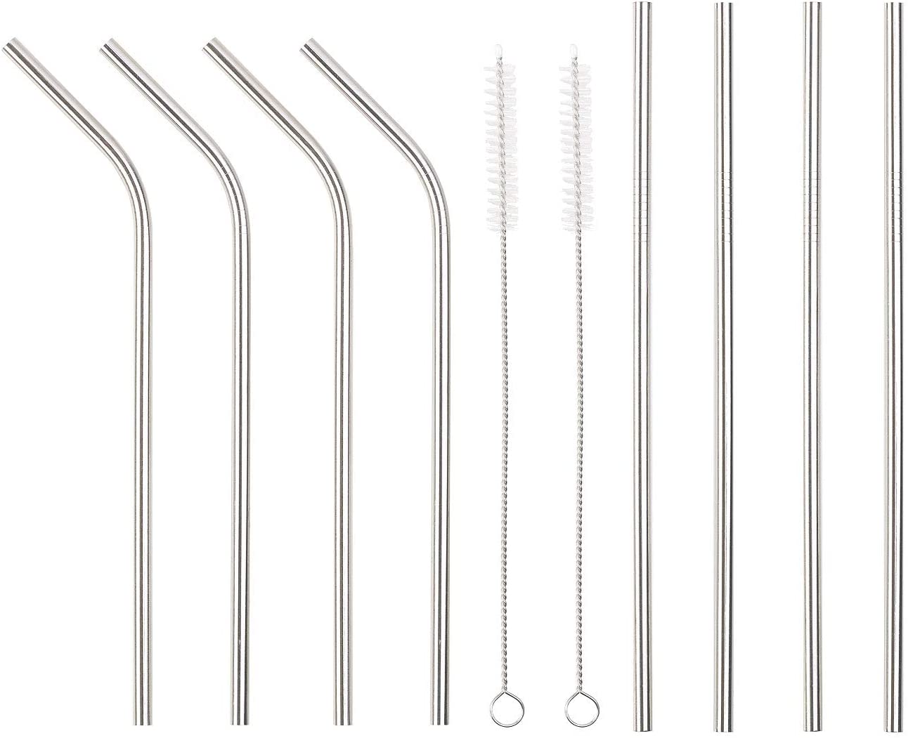 Rosenstein & Söhne Stainless steel straw: set of 8 stainless steel straws and 2 cleaning brushes (metal straws).