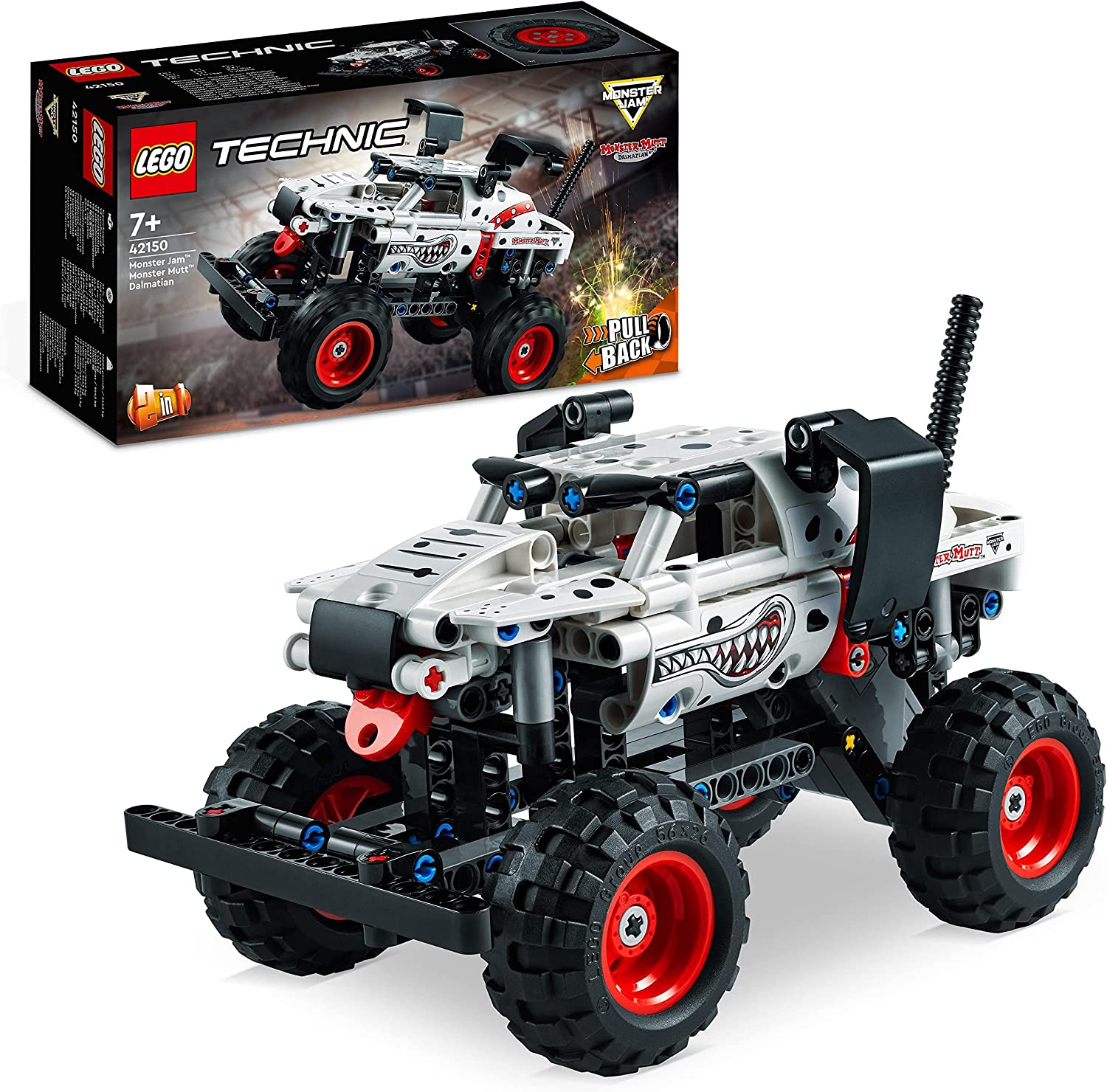 LEGO 42150 Technic Monster Jam Monster Mother Dalmatian Monster Truck Toy for Boys and Girls Racing Toy with Pull-Back Motor