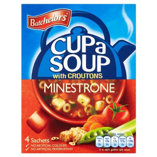 Batchelors Cup a Suppe mit Croutons Minestrone, 4 Beutel, 9 x 94 g