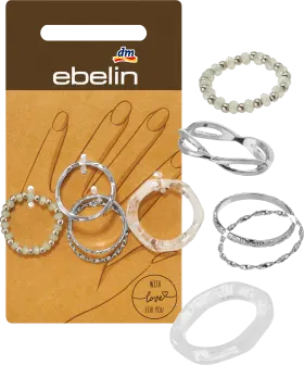 ebelin multiple rings silver look, 5 pcs