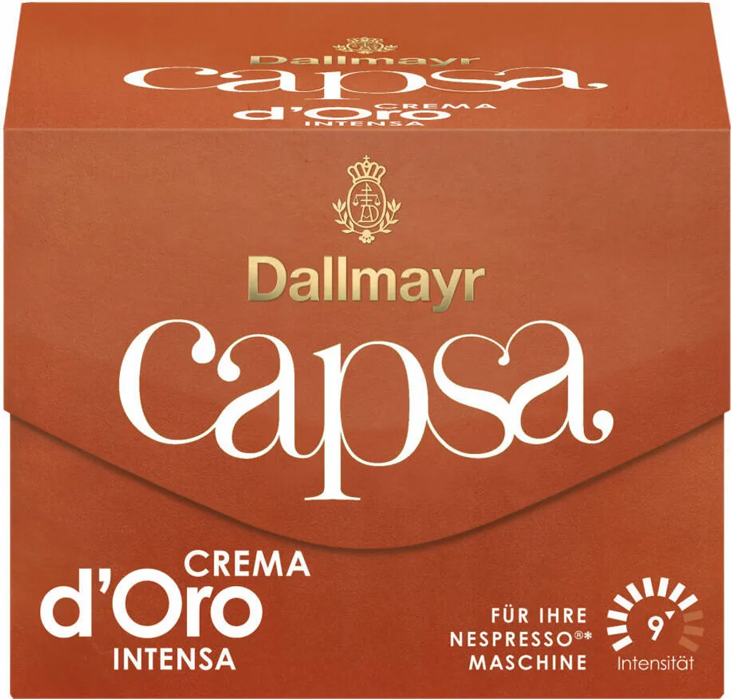 Dallmayr Capsa Crema dOro Intensa, Nespresso Compatible Capsule, Coffee Capsule, Roasted Coffee, Coffee, 10 Capsules, 56 g
