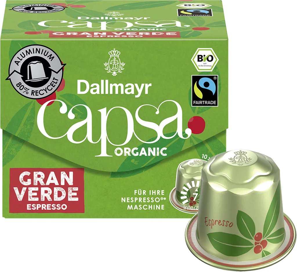 Dallmayr Capsa Gran Verde Espresso Coffee Capsules Arabica Beans Strong 10 Servings