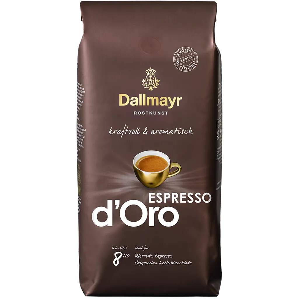 Dallmayr Espresso d'Oro whole beans strong aroma 1000g 8-pack