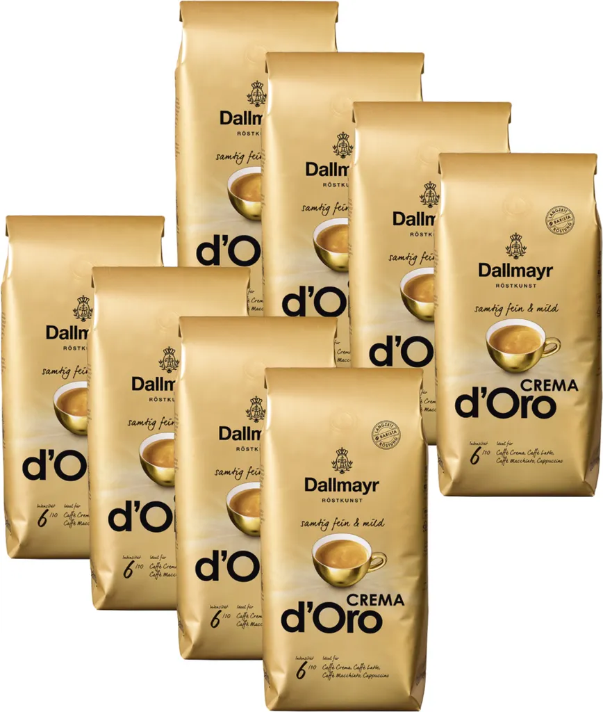 Dallmayr Coffee Crema d'Oro Whole Beans Velvety Fine 1000g 8-pack