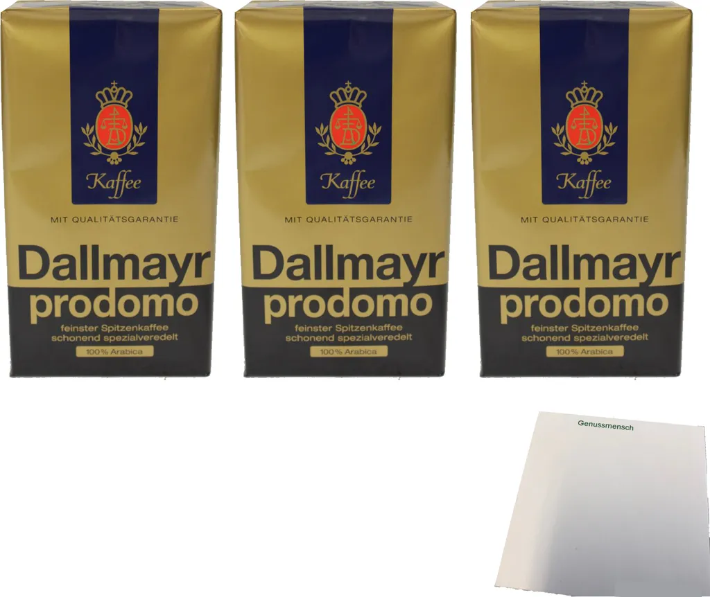 Dallmayr prodomo Finest Premium Coffee 100% Arabica 3-pack (3x500g pack) + usy block