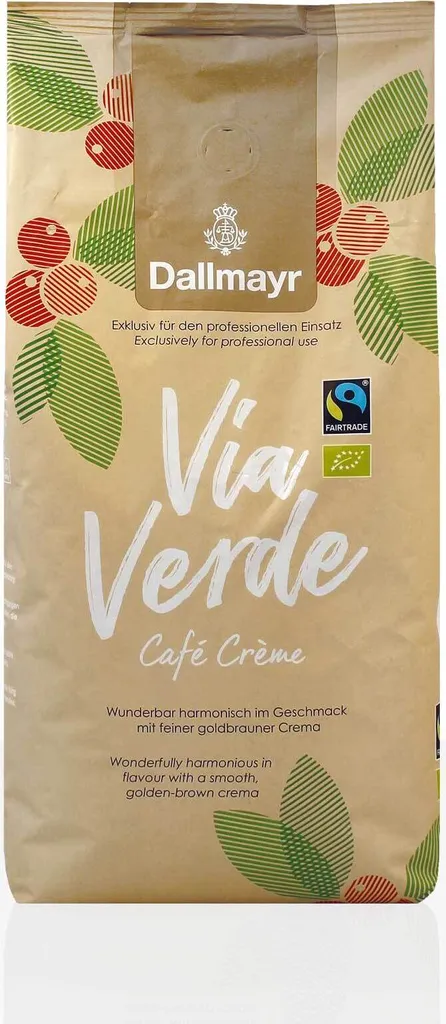 Dallmayr Via Verde Café CrèmeFairtrade - 1kg coffee beans, 100% Arabica