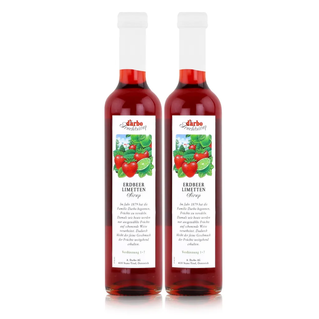 Darbo Erdbeer Limetten Sirup 500ml - Cocktails Kaffeesirup (2er Pack)