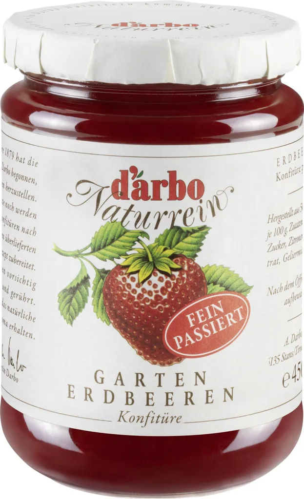 Darbo Garten Erdbeeren Konfitüre Naturrein fein passiert 450g