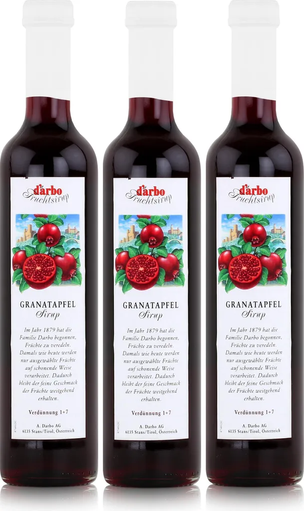 Darbo Granatapfel Sirup 500ml - Cocktails Milchshakes Kaffeesirup (3er Pack)