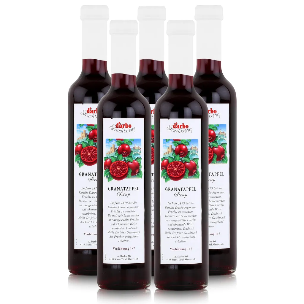 Darbo Granatapfel Sirup 500ml - Cocktails Milchshakes Kaffeesirup (5er Pack)