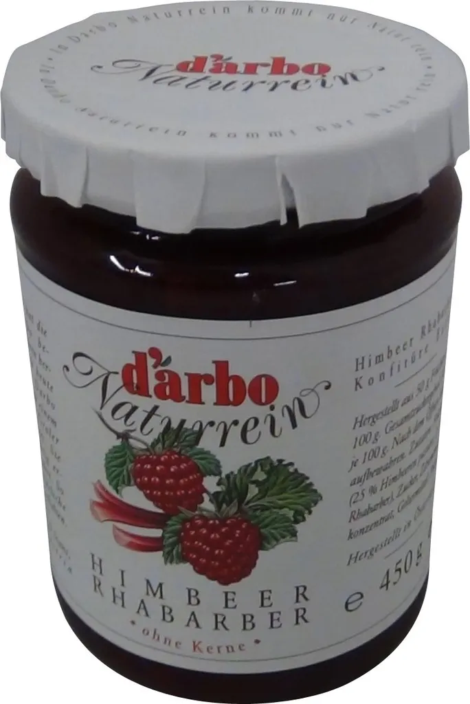 Darbo Himbeer Rhabarber Konfitüre Extra Naturrein ohne Kerne 450g