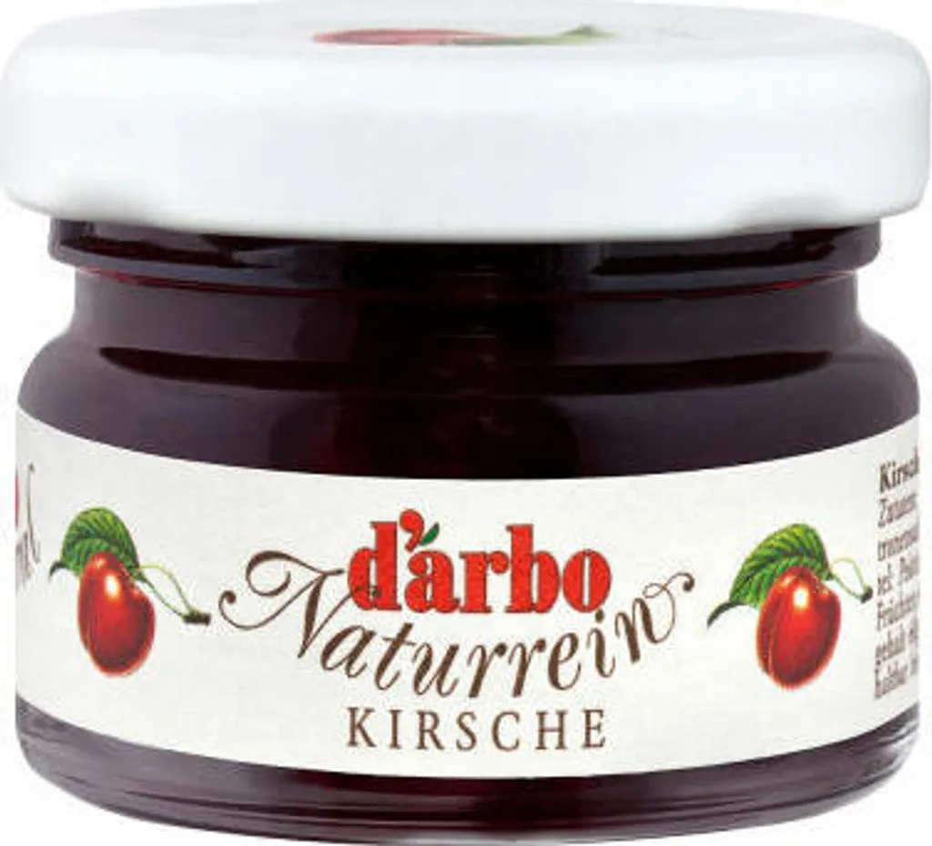 Darbo Kirsch Konfitüre Extra im Miniglas, Brotaufstrich, Brot Aufstrich, Marmelade, für Gastro, Hotel, Büro, Kantine, 60 Stück á 28 g
