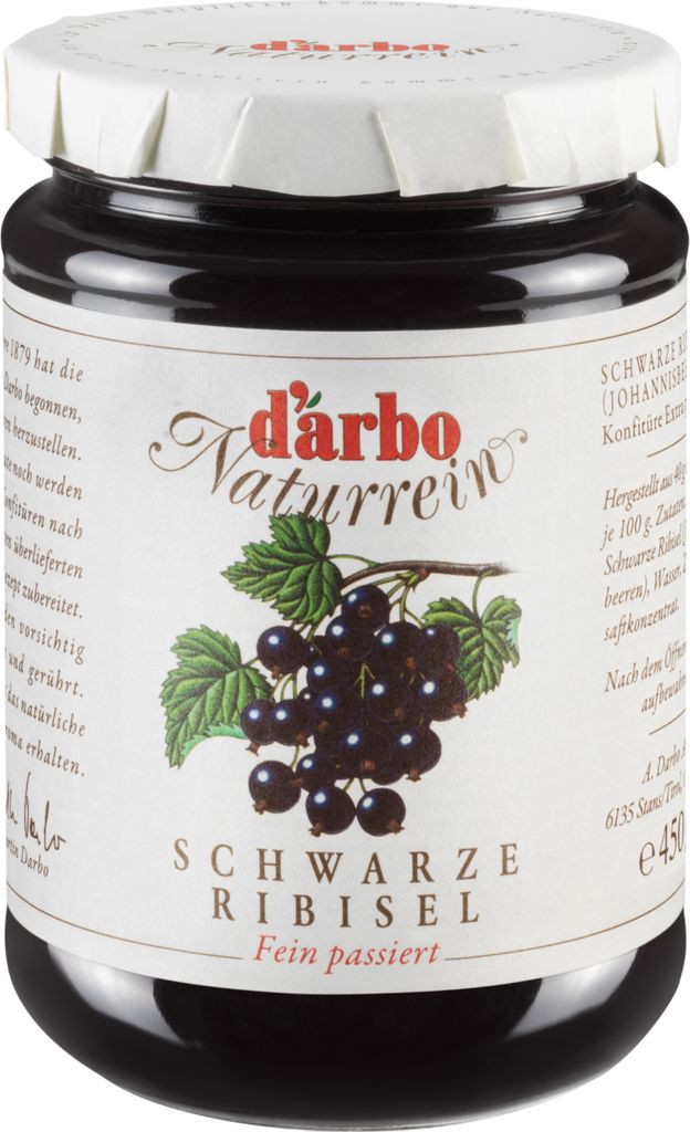 Darbo Naturrein Schwarze Ribisel (Johannisbeeren) Konfitüre Extra passiert 450g