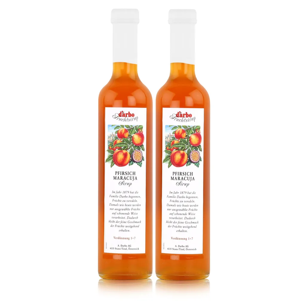 Darbo Pfirsich Maracuja Sirup 500ml - Cocktails Kaffeesirup (2er Pack)
