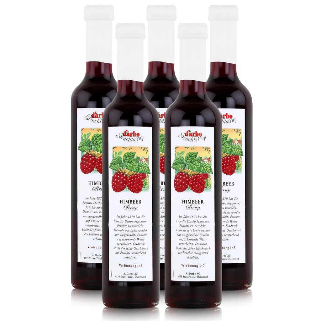 Darbo Sirup Himbeer 500ml - Cocktails Milchshakes Kaffeesirup (5er Pack)