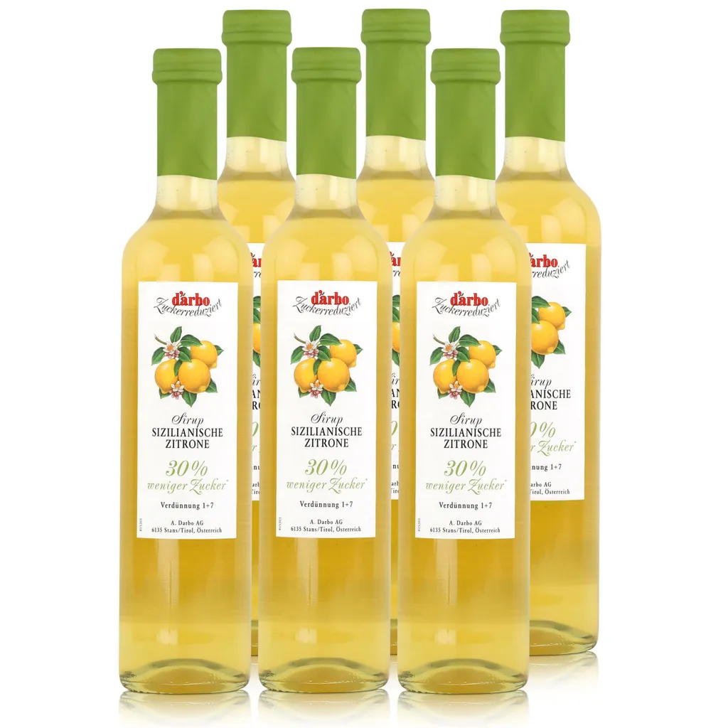 Darbo Sizilianische Zitrone Sirup 30% weniger Zucker 500ml (6er Pack)