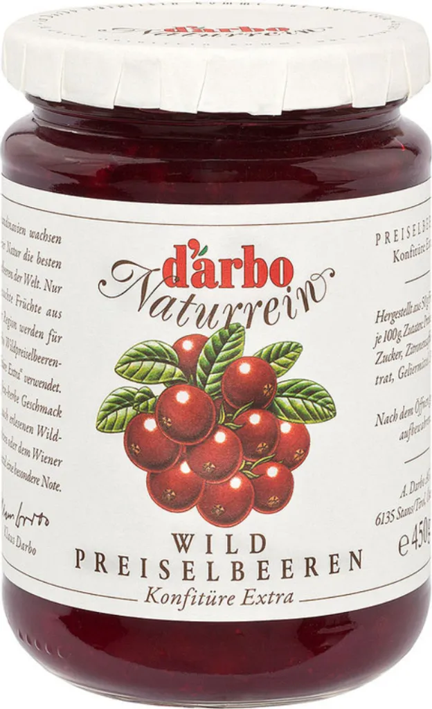 Darbo Wildpreiselbeeren Konfitüre Extra Naturrein Fruchtaufstrich 450g