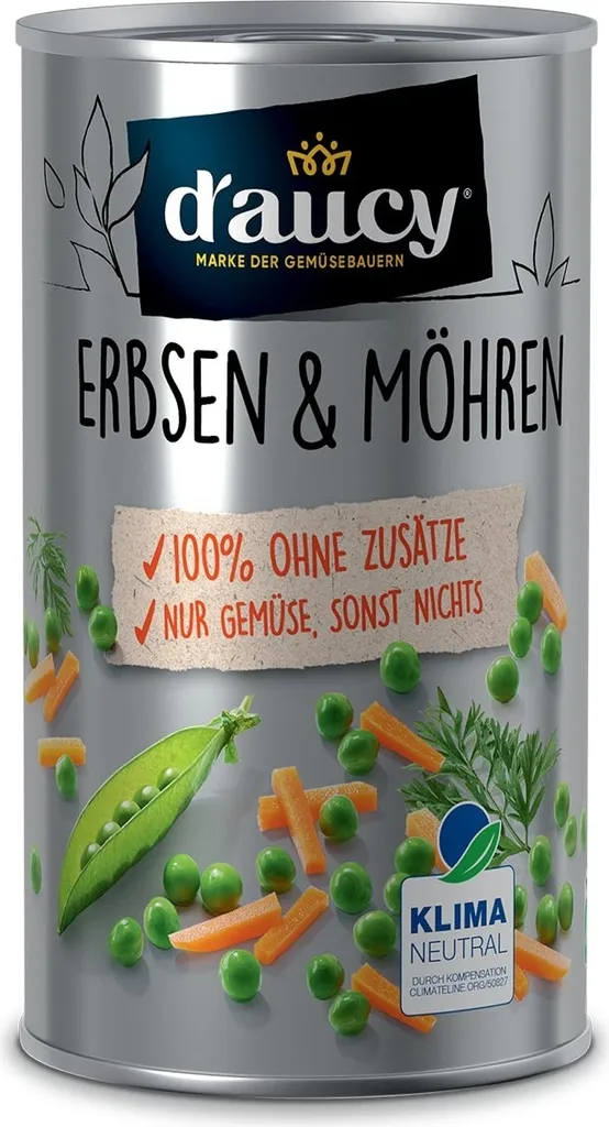 daucy Peas & Carrots – Natural Freshness, No Added Salt & Sugar, 285g Can