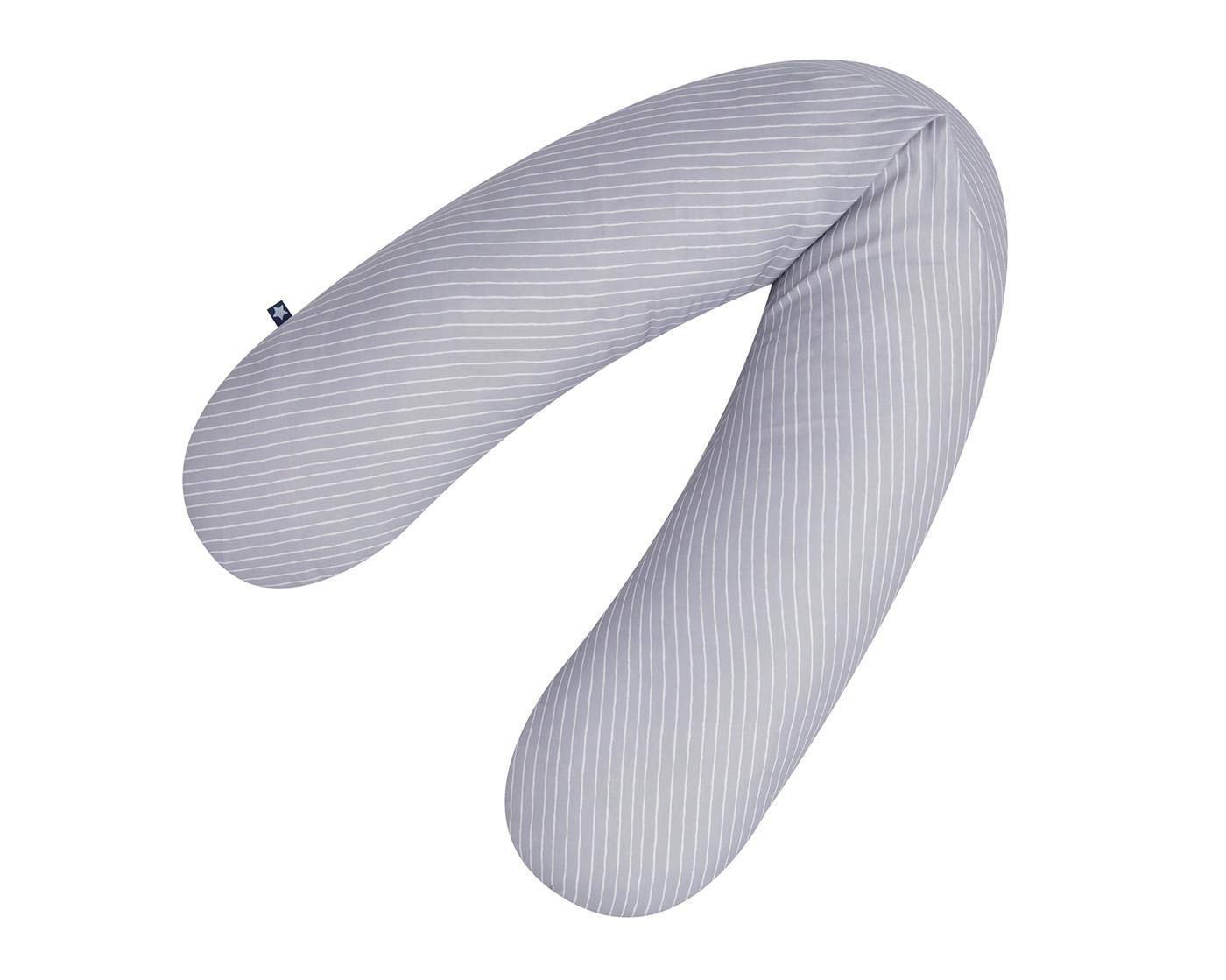 Julius Zöllner Jersey Nursing Pillow with Pearl Filling 190 cm Grey Stripes