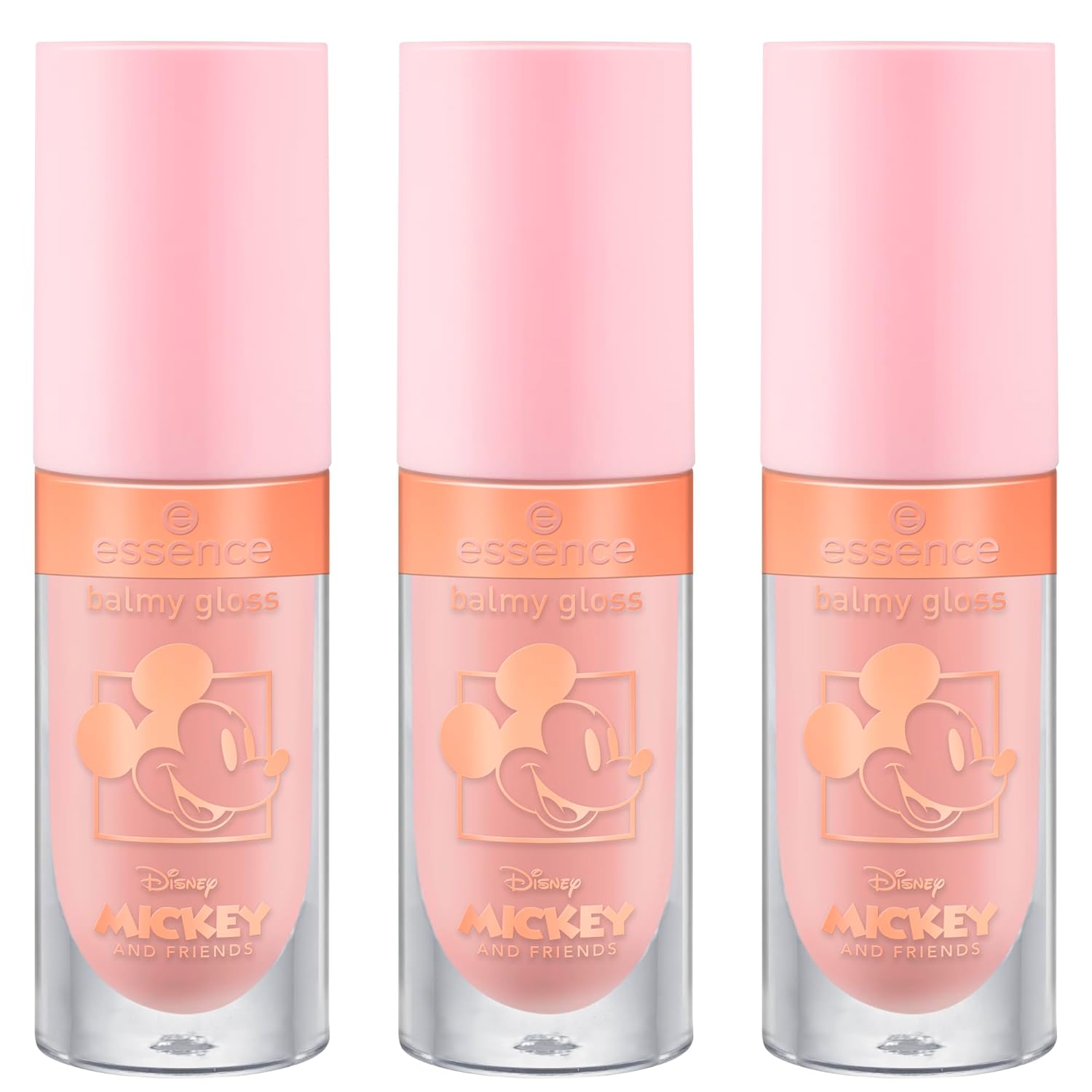 essence Disney Mickey and Friends balmy gloss, lip balm, no. 01, orange, vegan, no parabens, no microplastic particles, nanoparticles free, pack of 3 (3 x 4.5 ml)