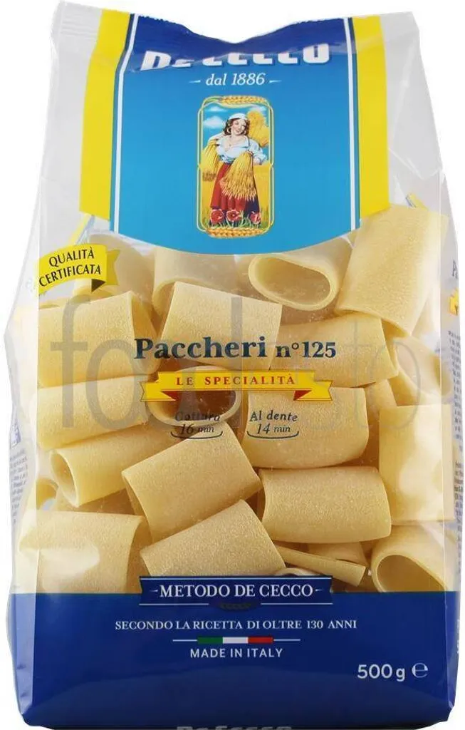 De Cecco Paccheri Nr 125 Nudeln aus Hartweizengriess ohne Ei 500g