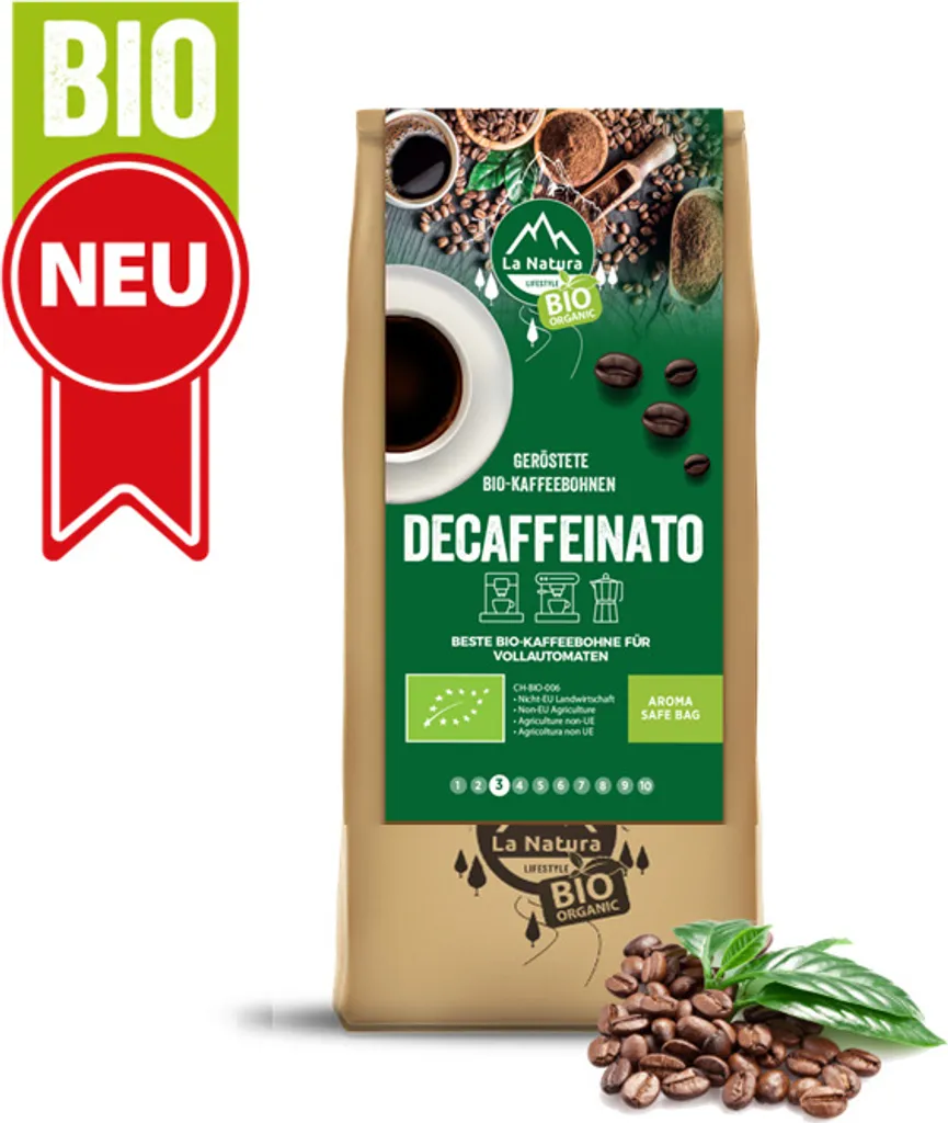 Decaffeinato Coffee Beans 250g | La Natura Lifestyle | Slow Roast | Whole Bean | Caffeine-Free | Decaf Blend