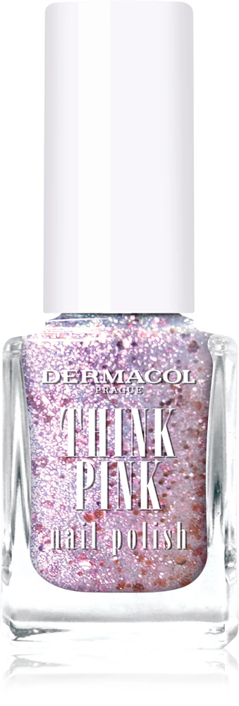 Dermacol Think Pink nail polish with glitter particles