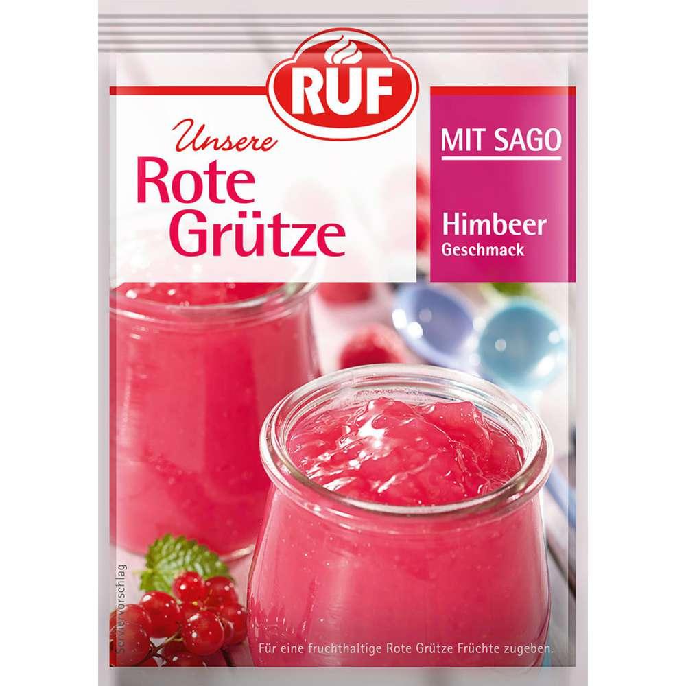 Dessert powder red fruit compote with sago, raspberry