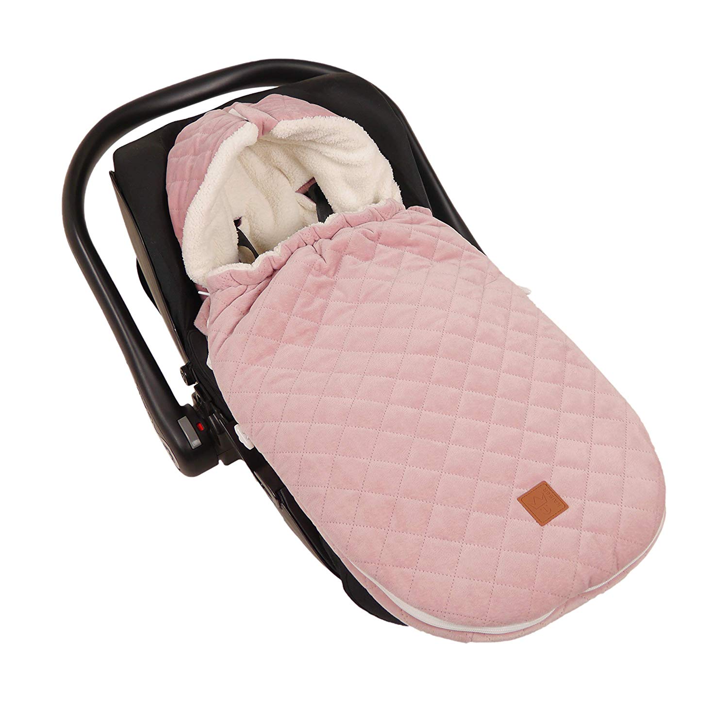 Baby Car Seat Foot Muff Velvet Hoody Pink
