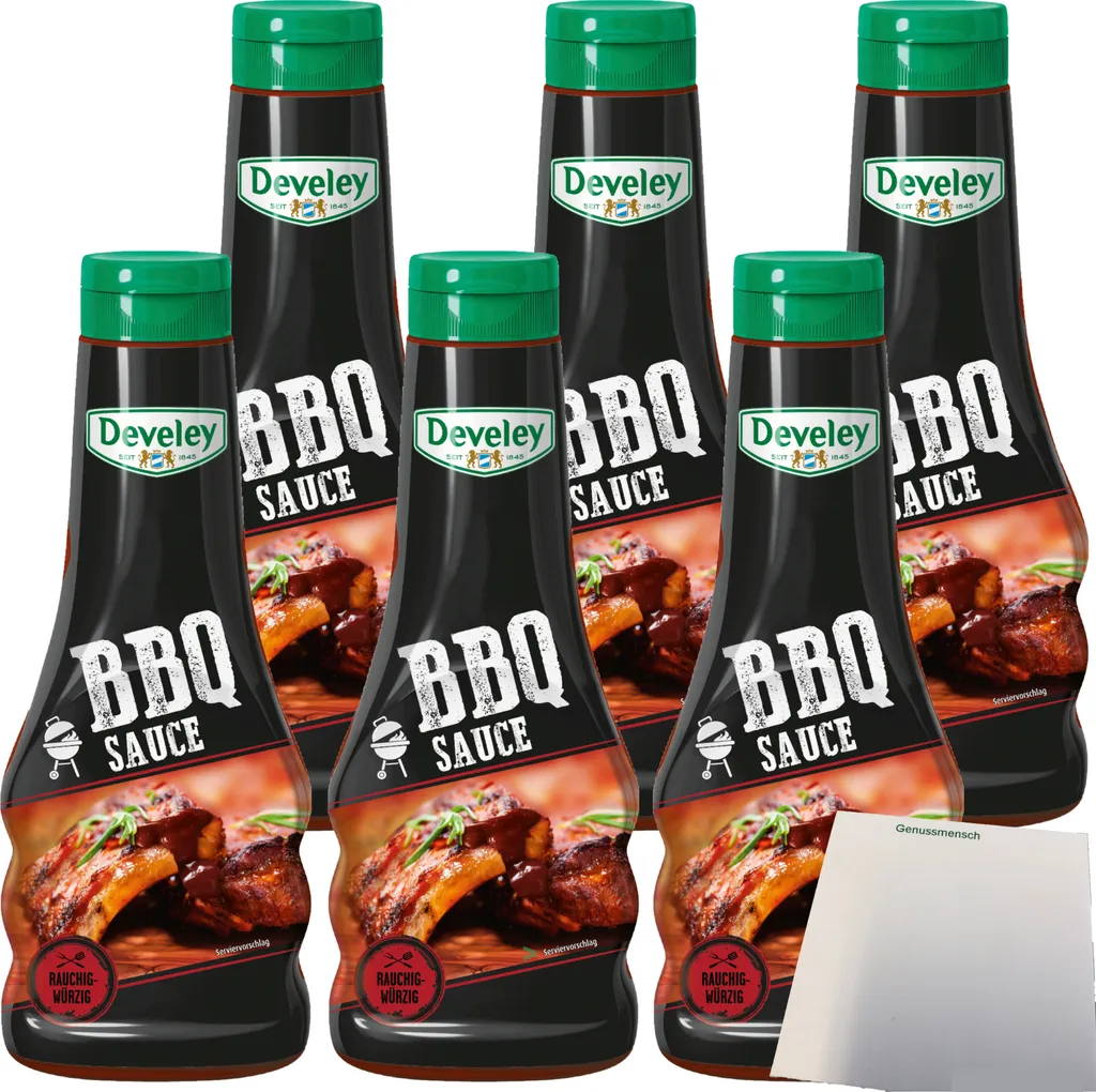 Develey Smoky-spicy BBQ Sauce 6-pack (6x250ml bottle) + usy Block