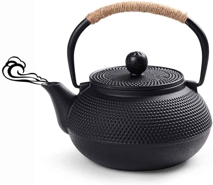 Webao Japanese Style Cast Iron Teapot with Stainless Steel Strainer Insert 600 ml (Black)