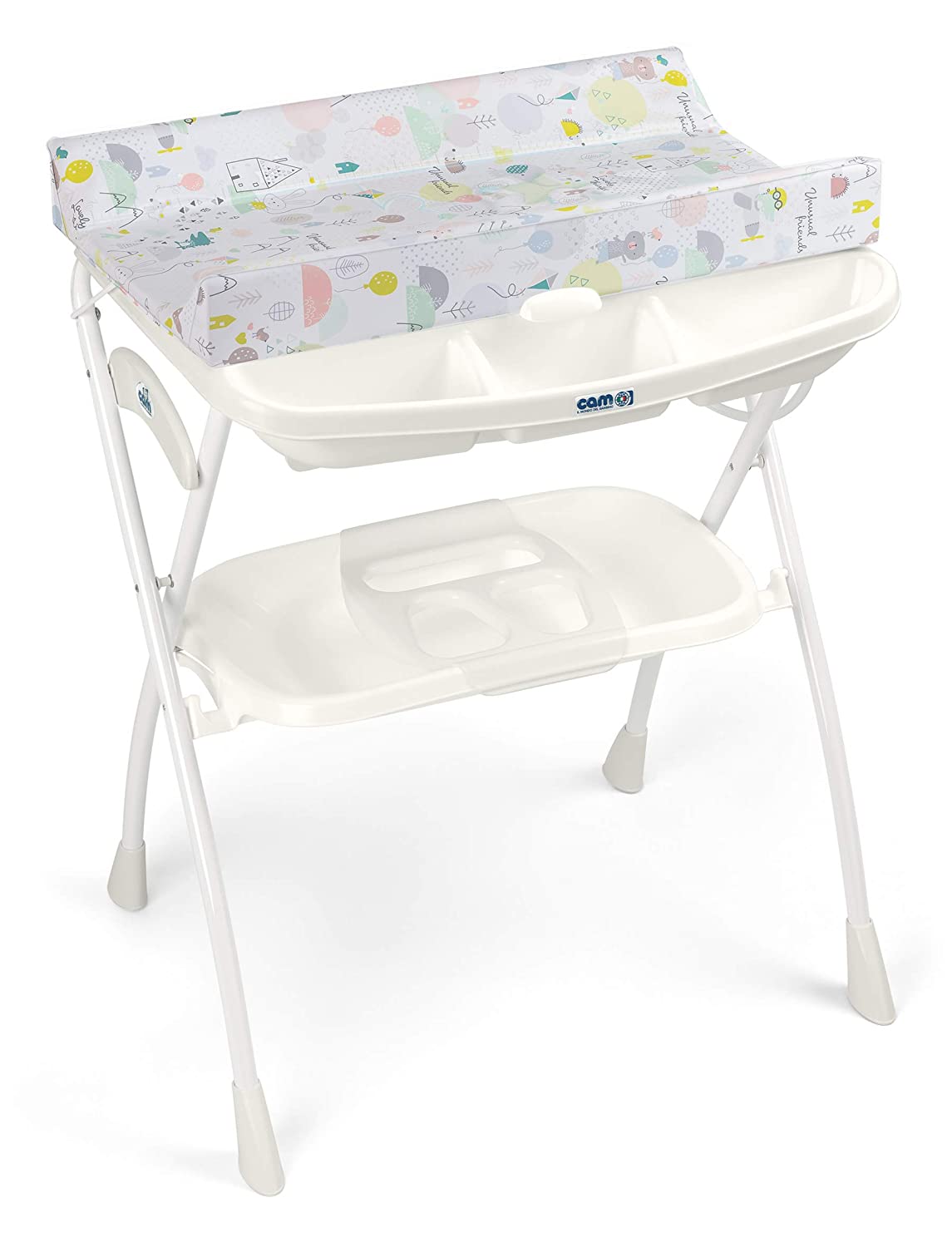 Cam il mondo del bambino S.p.A. Volare changing table, compact and space-saving, easy positioning on sanitary facility, ideal for small bathrooms (moon bear), open 77.5 x 69 101 cm