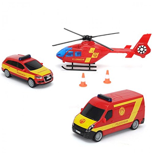 Dickie Toys Dickie City Team Sos Rescue Helicopter Police Fire Engine Emergency Vehicle