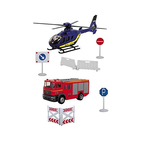 Dickie Toys 203343003 – Rescue Team Fire Engine And Helicopter With Accesso