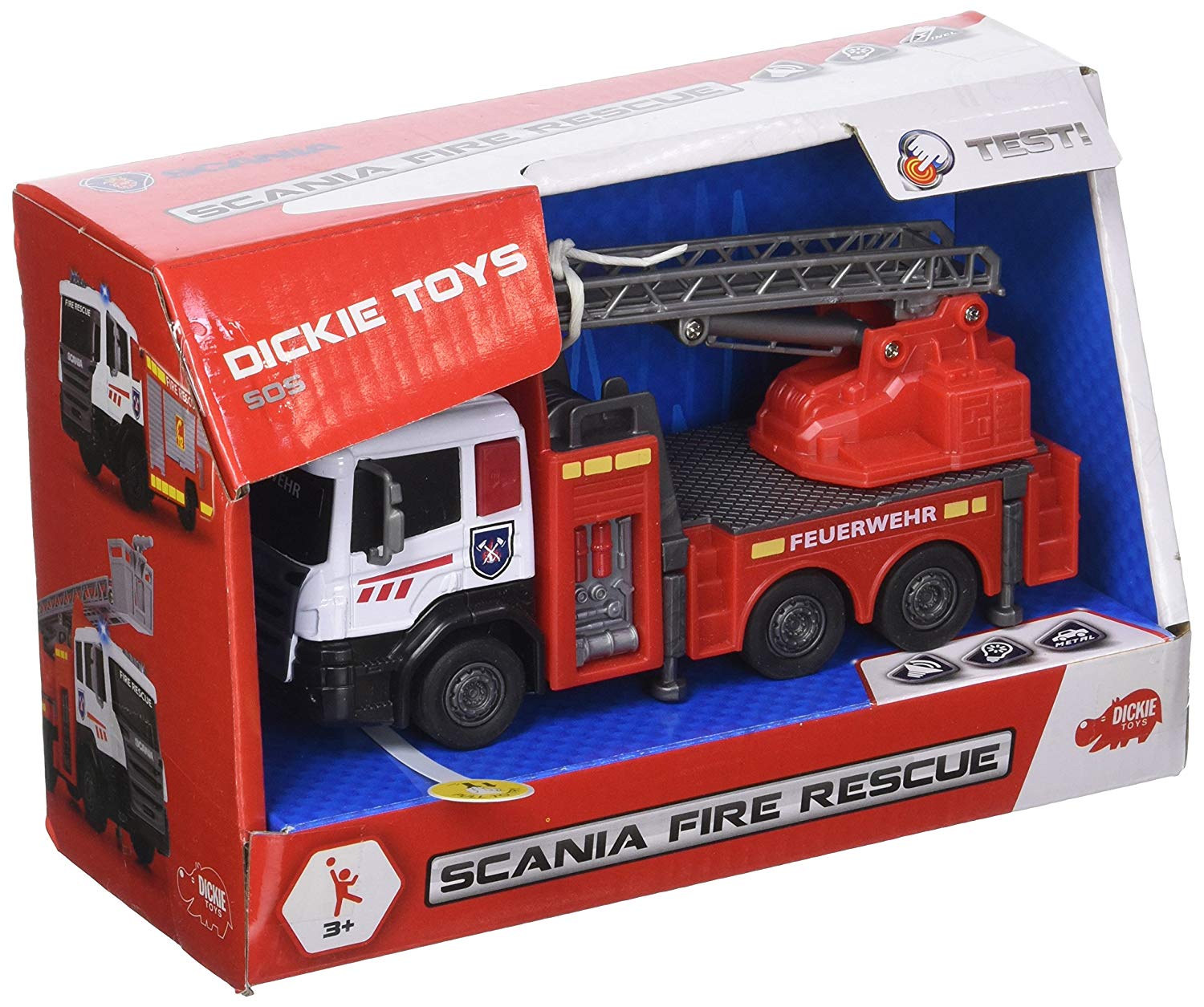 Dickie Toys 203712013 Scania Fire Rescue Fire Engine With Metal Enclosure A