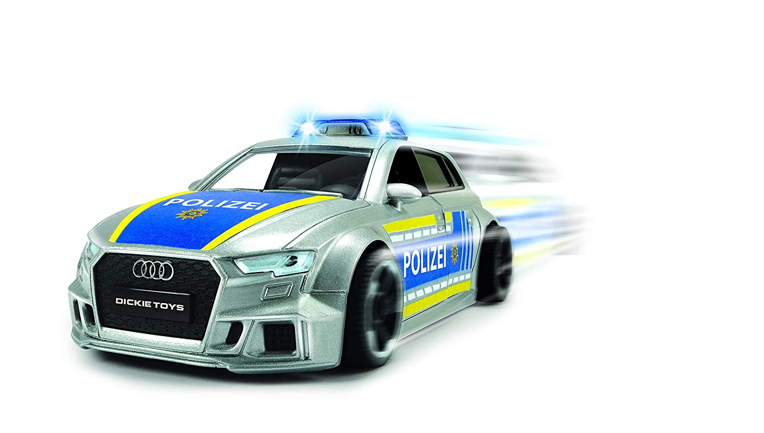 Dickie Toys 203713011 Audi Rs3 Police Car With Friction, Light And Sound, A