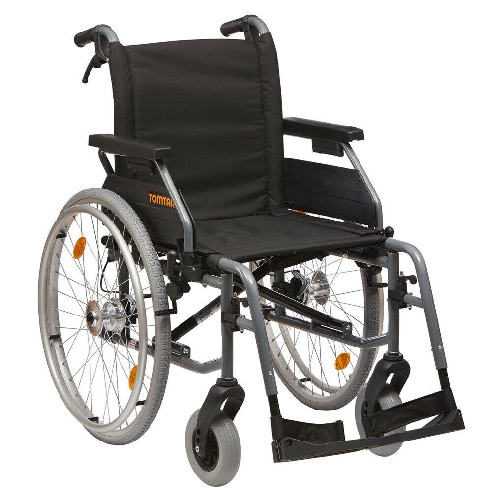 Dietz - TOMTAR BASIK+, foldable aluminum wheelchair with drum brake for accompanying person