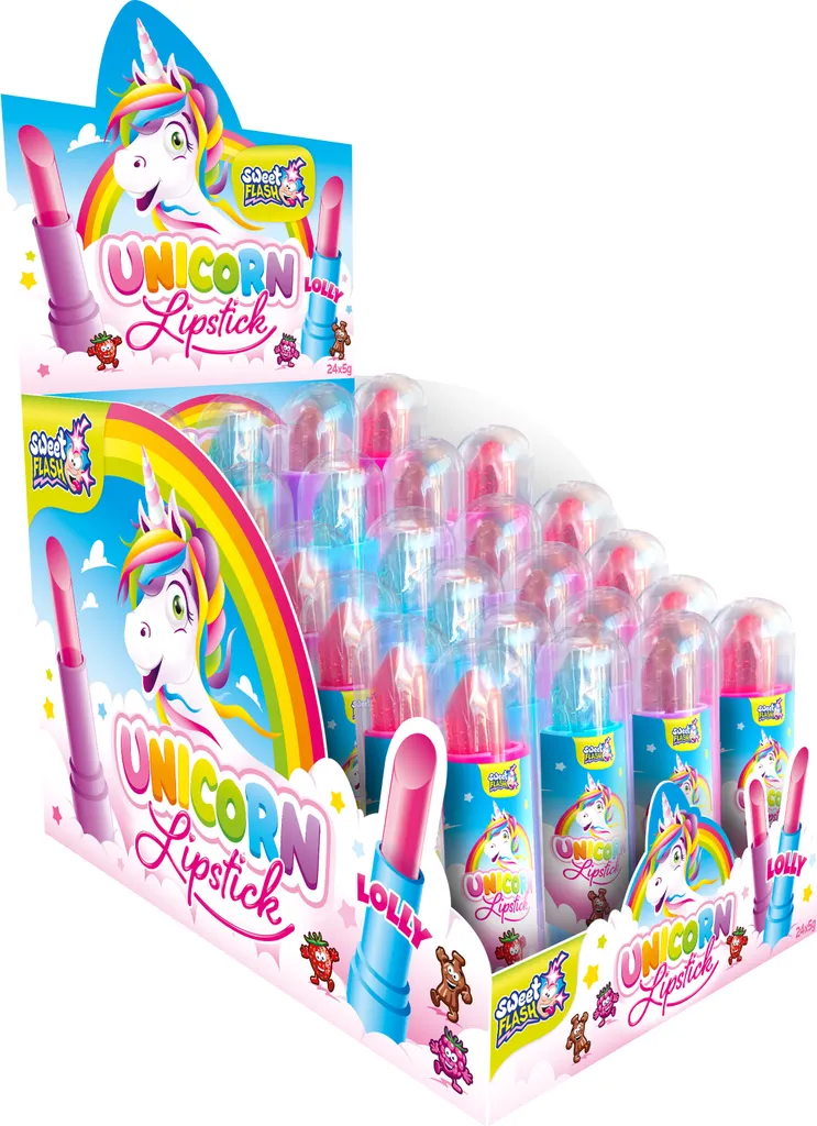 Display Complete Unicorn Lipstick Lollipops 24 pieces