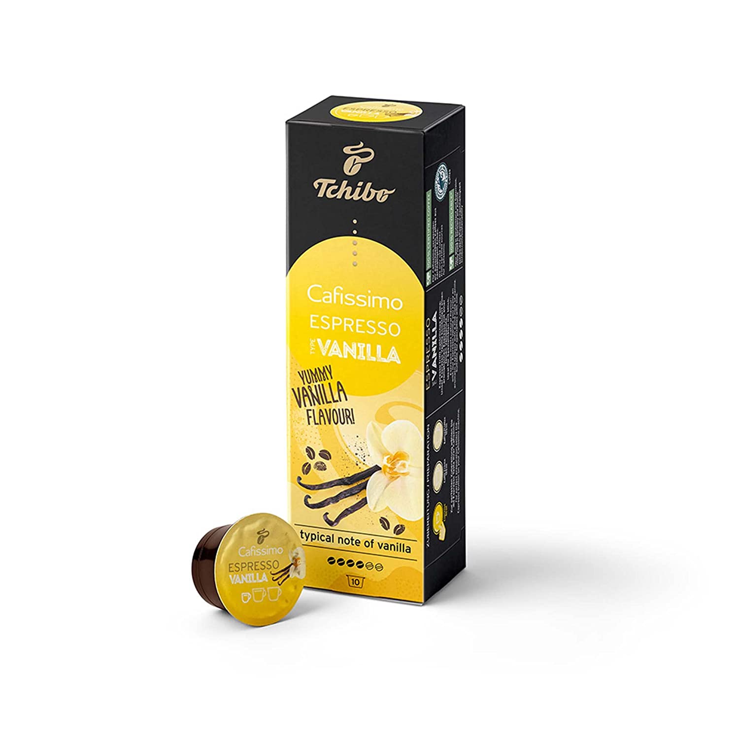 Tchibo Cafissimo Espresso Vanilla Kaffeekapseln, 10 Stück (Espresso, aromatisch mit Vanillenote), nachhaltig & fair gehandelt, Flavoured Edition