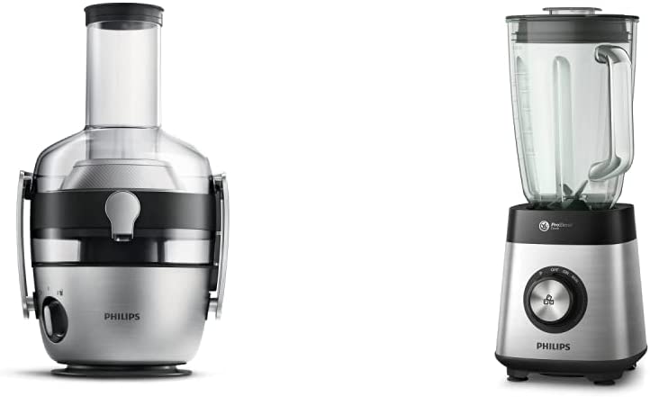 Philips Domestic Appliances Philips Juicer - 1100 W, 2 L, NutriU Recipe App, XXL Filling Opening & Philips Stand Mixer and Smoothie Maker - 1000 W, 2 Litre Glass Container, Recipe App, Variable Speed
