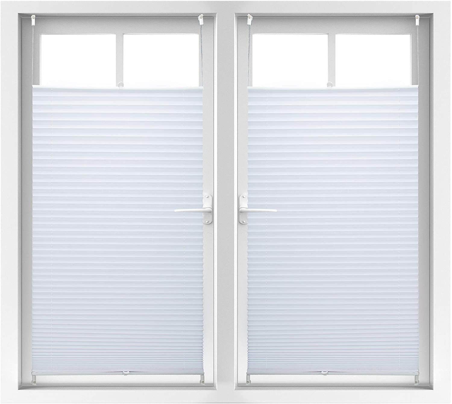 2X Pleated Blind Folding Opaque, Blind White Klemmfix Without Drilling, For