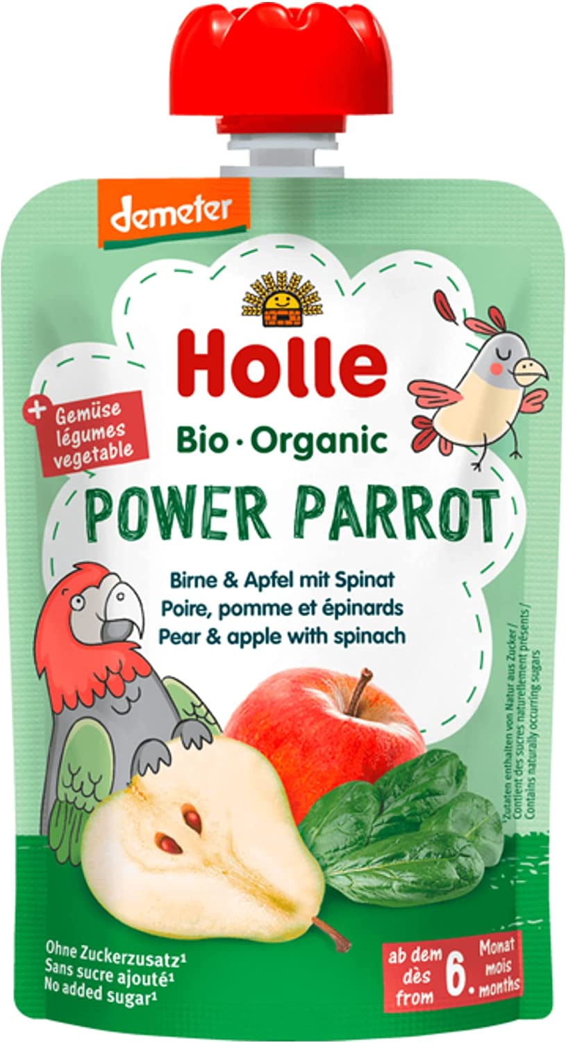 Holle Pouchy Power Parrot 100 g Pear, Apple & Spinach